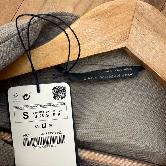 Zara Studio Collection Linen Gray Cargo Jumpsuit size S - Picture 10 of 15